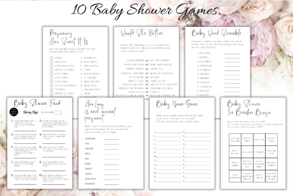 Beautifully Designed Baby Shower Games Bundle