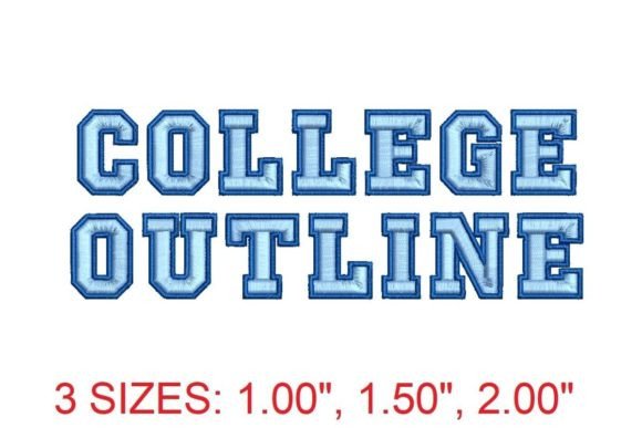 College Outline Embroidery Font Guide
