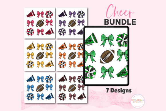 Coquette Cheer PNG Bundle: Stylish Graphics for Energetic Designs