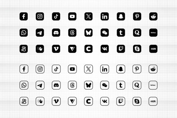 Elevate Your Branding with the Social Media App Icon Square Set SVG PNG